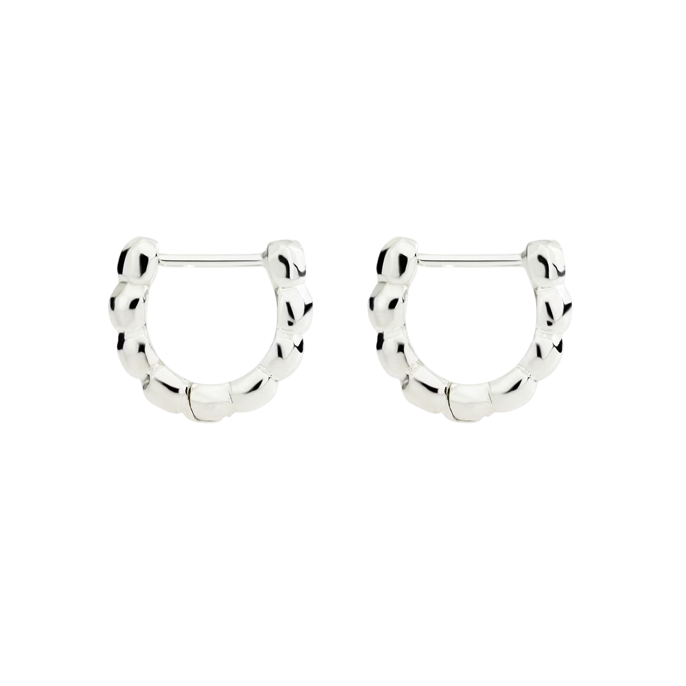 Silver Granelli Hoop Earrings
