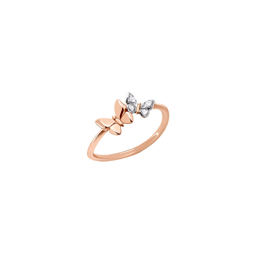 Rose Gold &amp; White Diamond Butterfly Ring