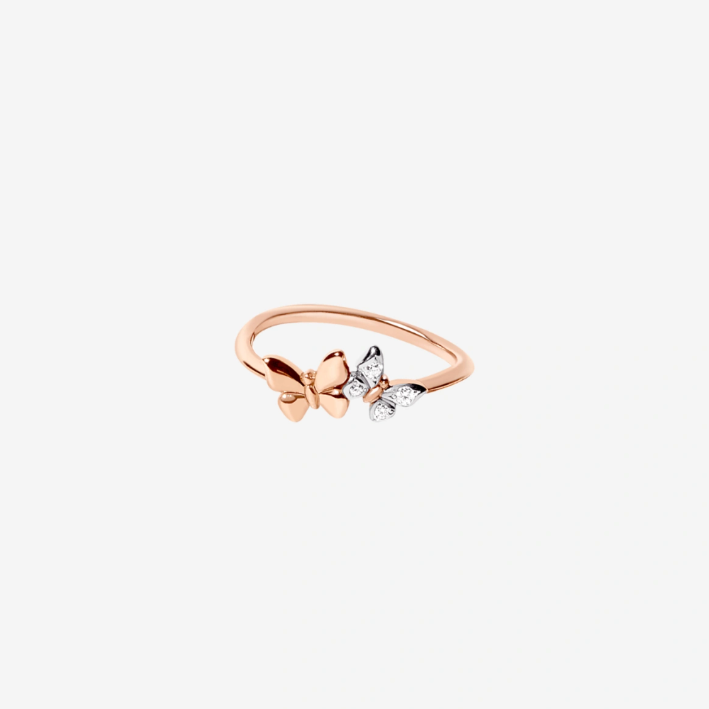 Bague Papillon Or Rose &amp; Diamants Blancs