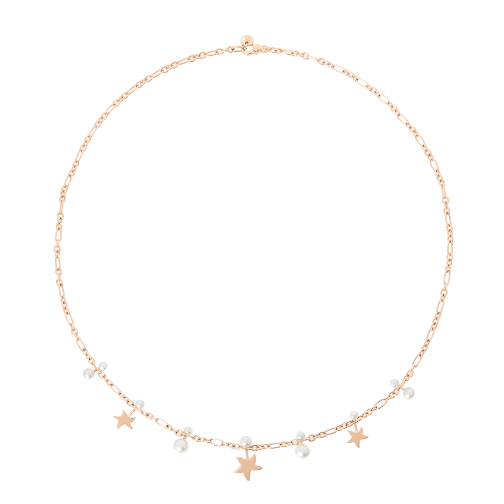 Collier Stellina Or Rose &amp; Perles De Cristal