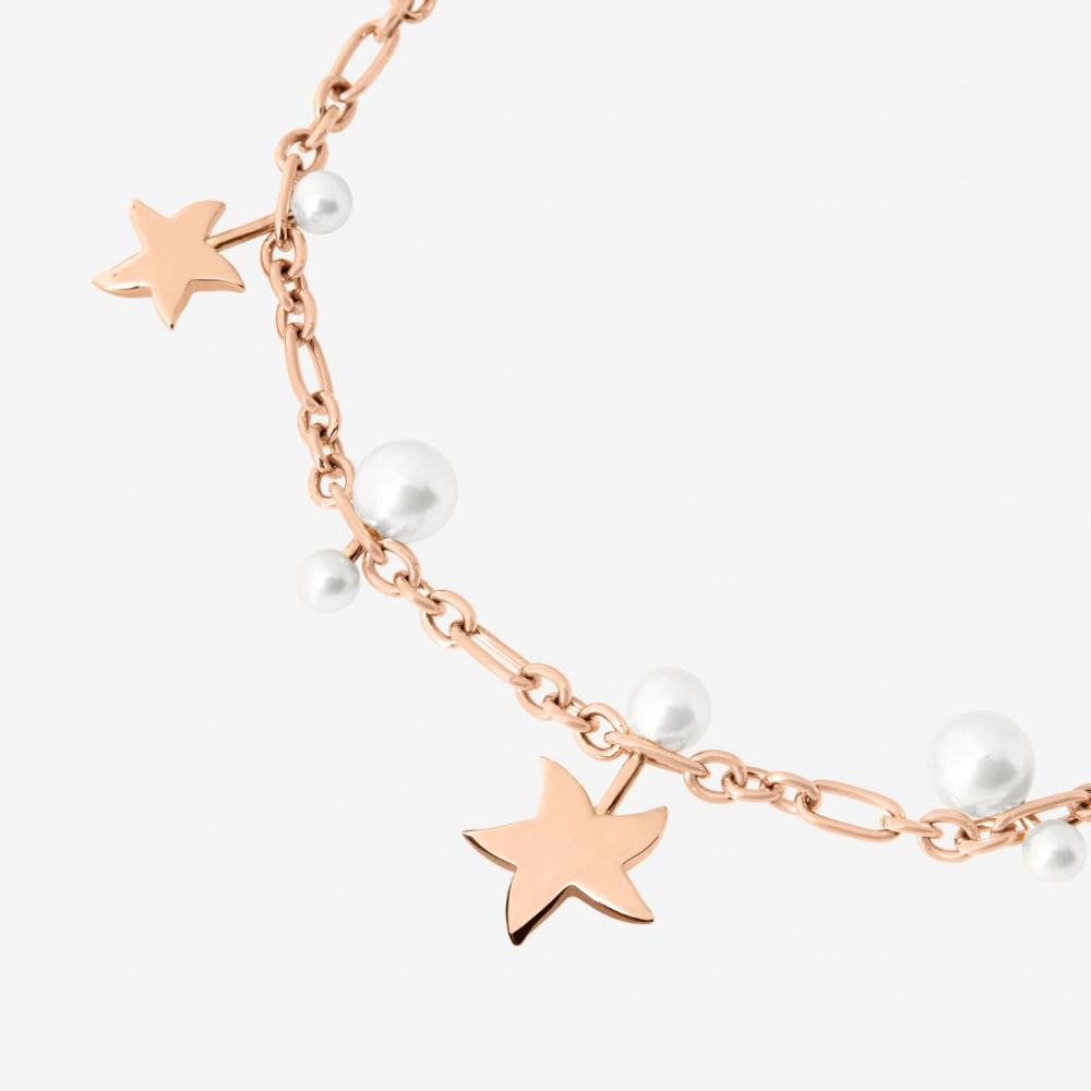 Collier Stellina Or Rose &amp; Perles De Cristal