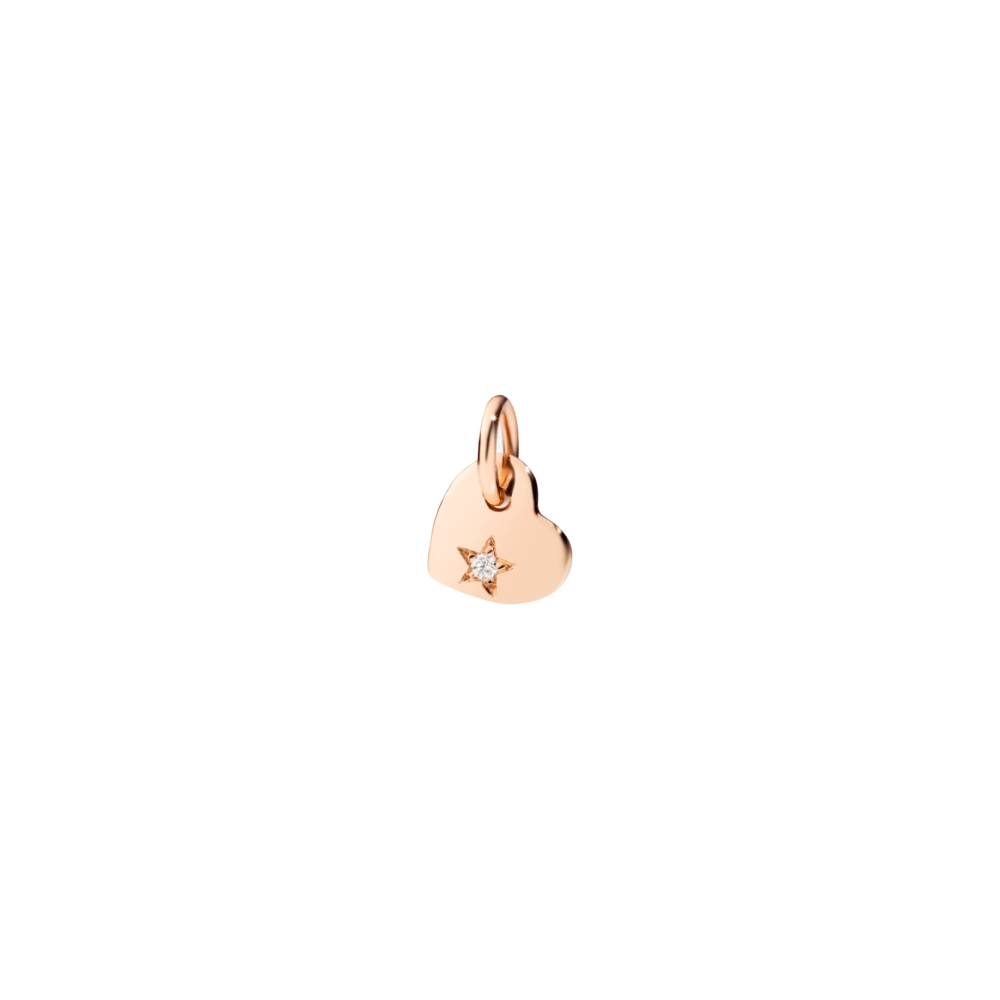 Rose Gold &amp; White Diamond Heart Charm
