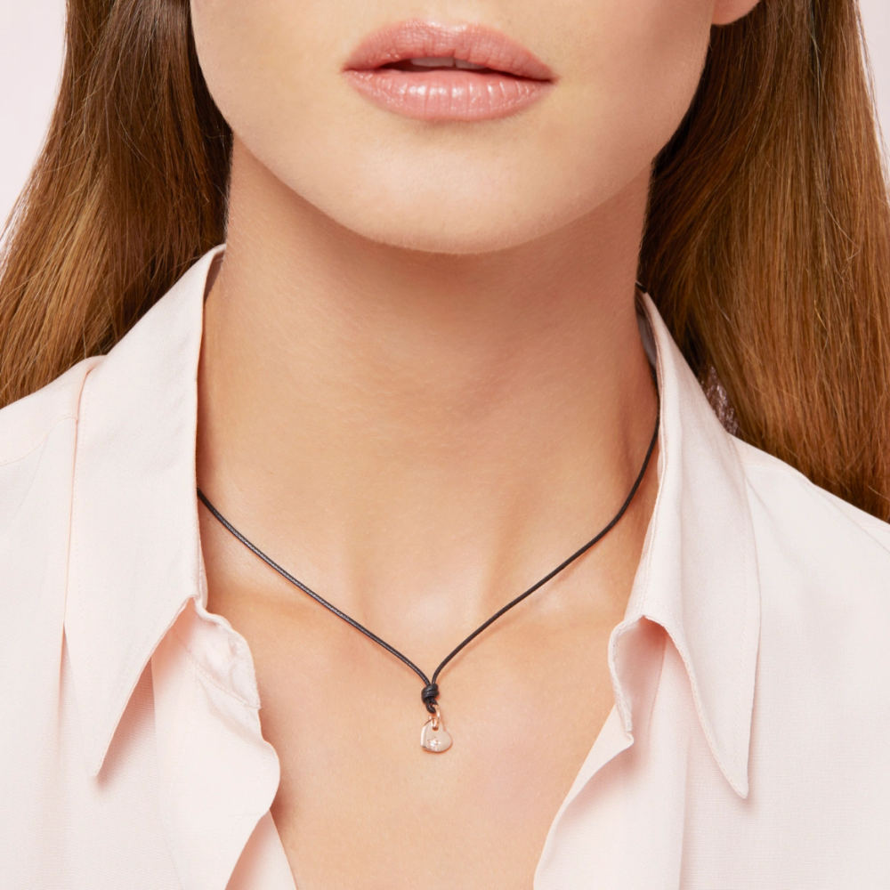 Rose Gold &amp; White Diamond Heart Charm