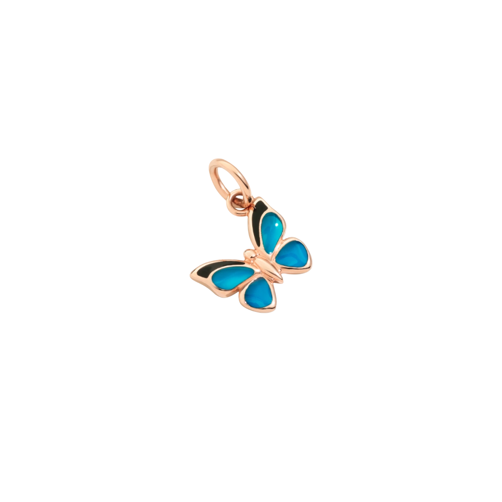 Pendentif Papillon Or Rose &amp; Émail