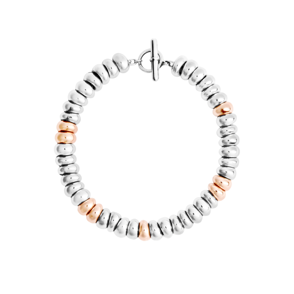 Silver &amp; Gold Plated Silver Rondelle Bracelet
