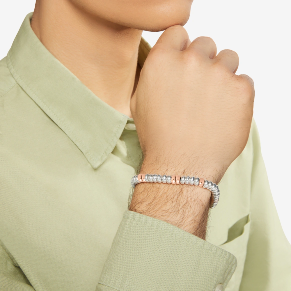 Silver &amp; Gold Plated Silver Rondelle Bracelet