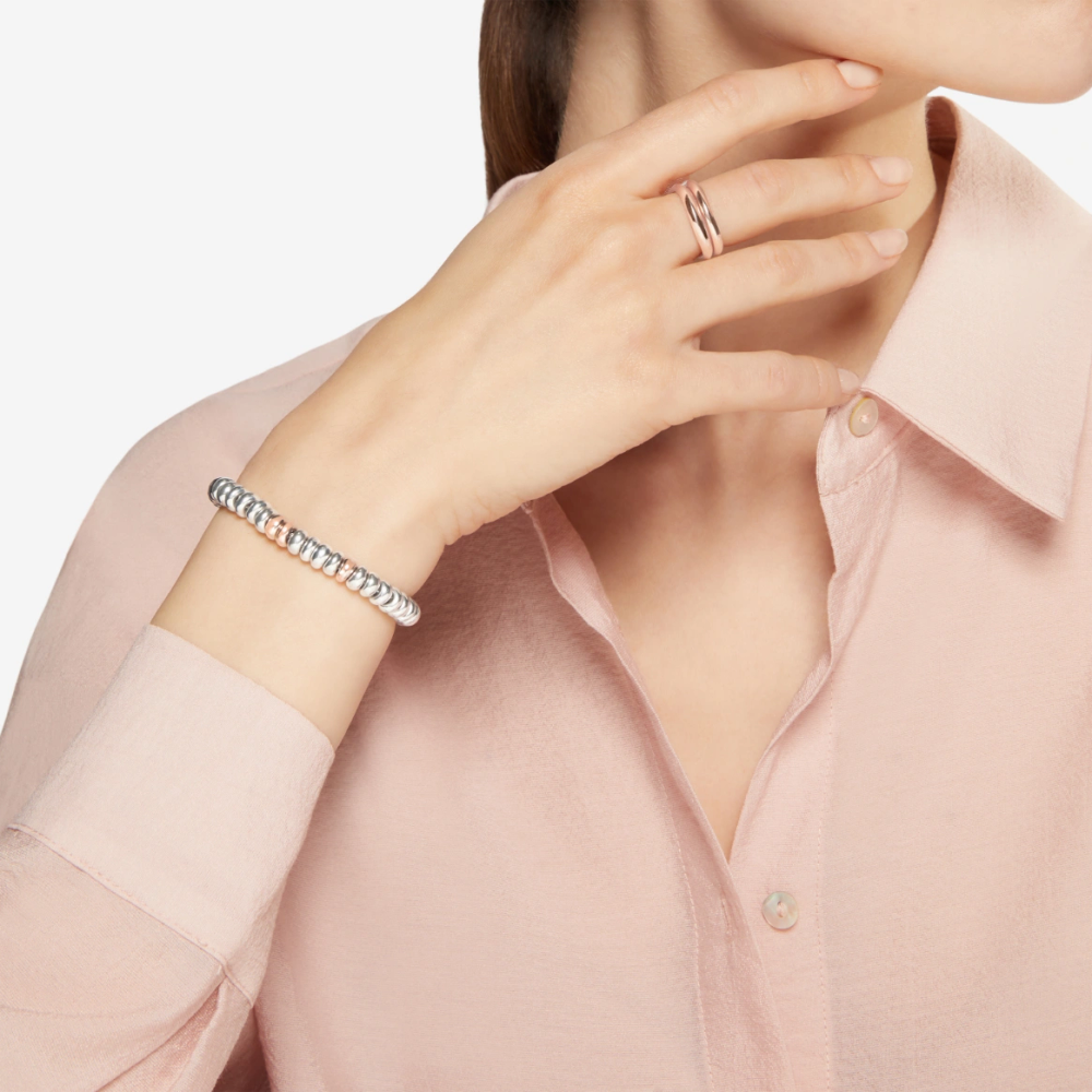 Silver &amp; Gold Plated Silver Rondelle Bracelet