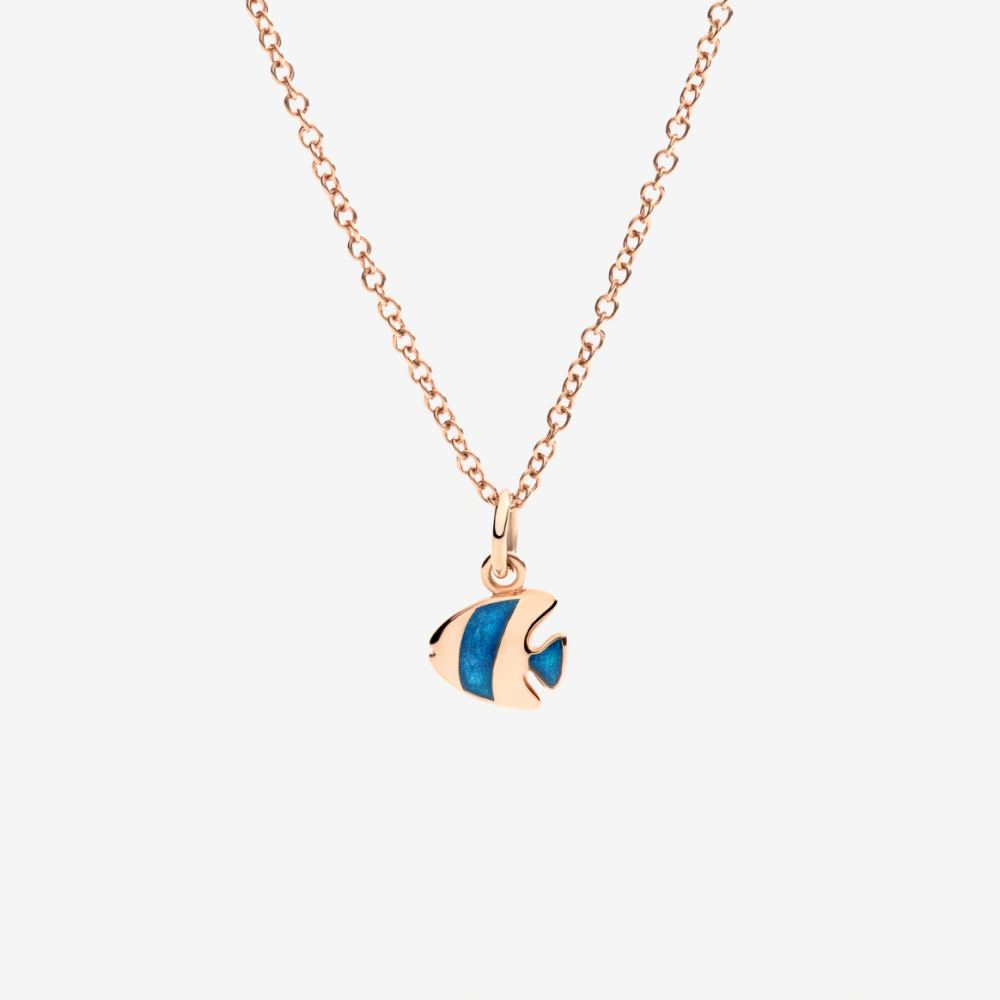 Pendentif Poisson-ange Or Rose &amp; Émail