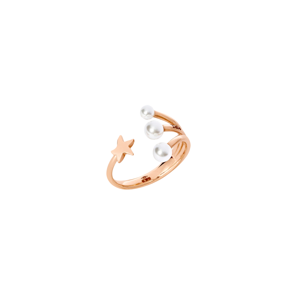 Bague Stellina Or Rose &amp; Perles De Cristal