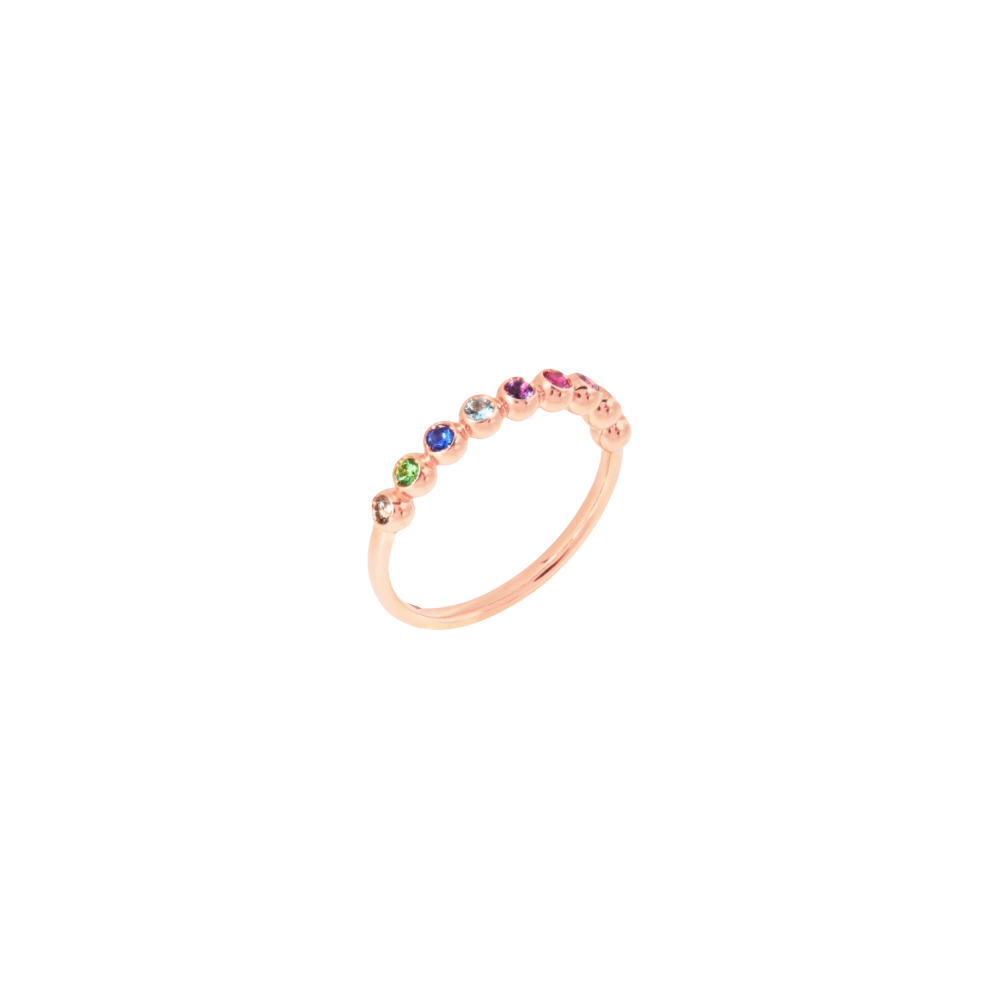 Bague Bollicine Or Rose &amp; Pierres Colorées