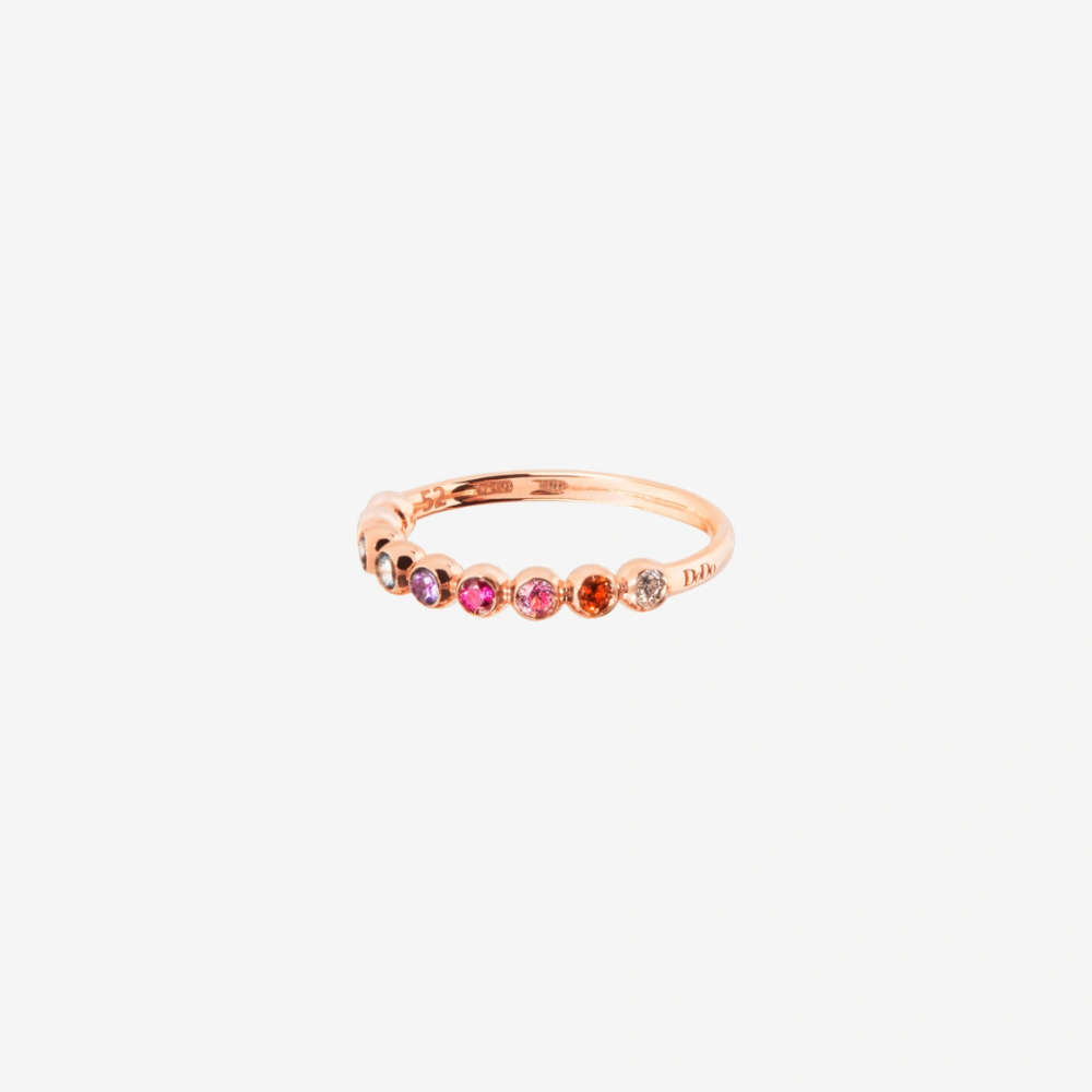 Bague Bollicine Or Rose &amp; Pierres Colorées