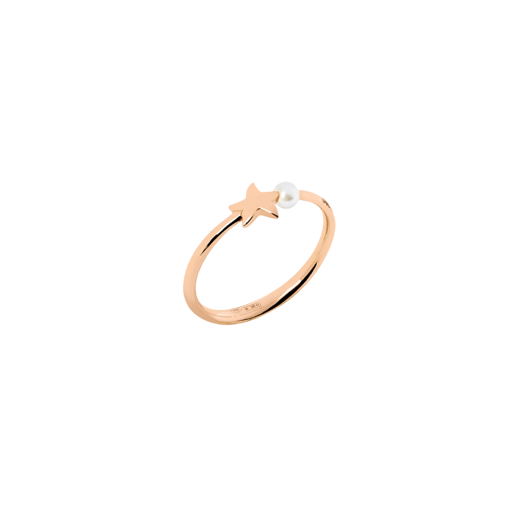 Rose Gold &amp; Crystal Bead Star Ring
