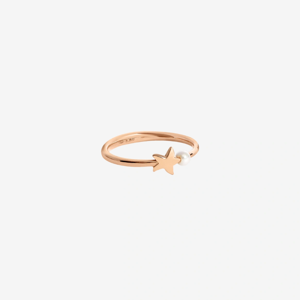 Rose Gold &amp; Crystal Bead Star Ring