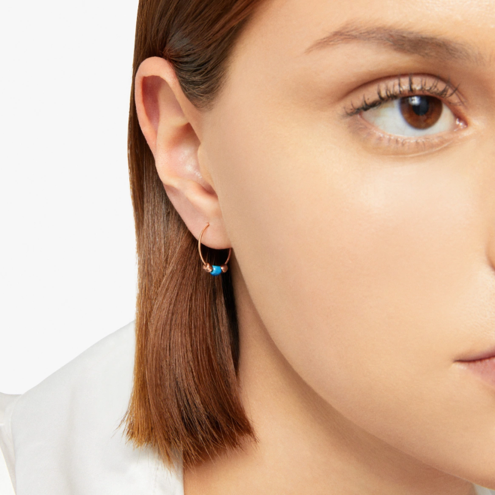 Boucles D'oreille Mini Granelli Or Rose &amp; Céramique
