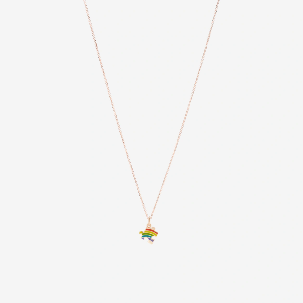 Pendentif Puzzle Lgbtq+ Or Rose &amp; Émail