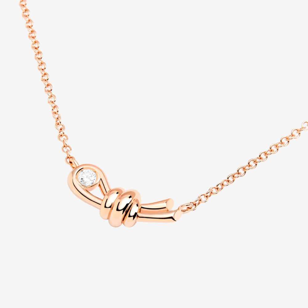 Collier Nodo Or Rose &amp; Diamant Blanc