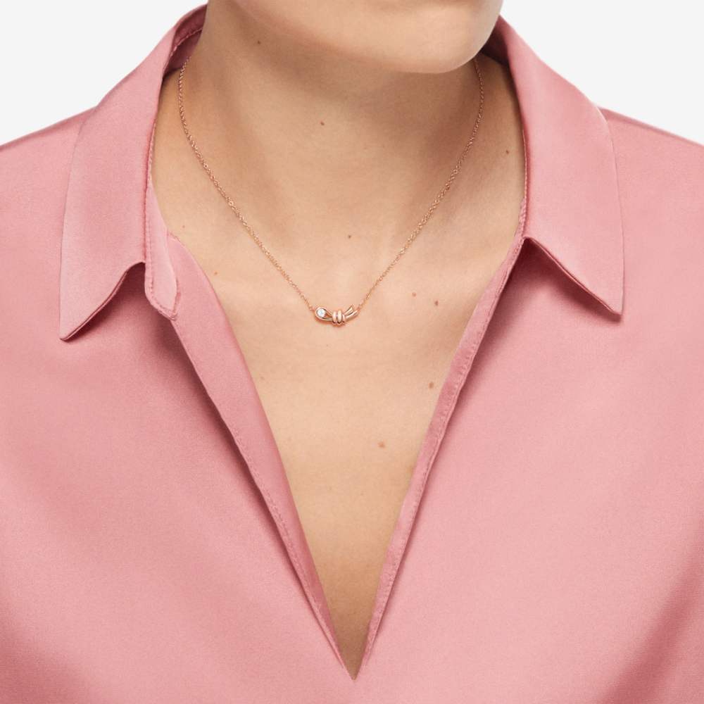 Collier Nodo Or Rose &amp; Diamant Blanc