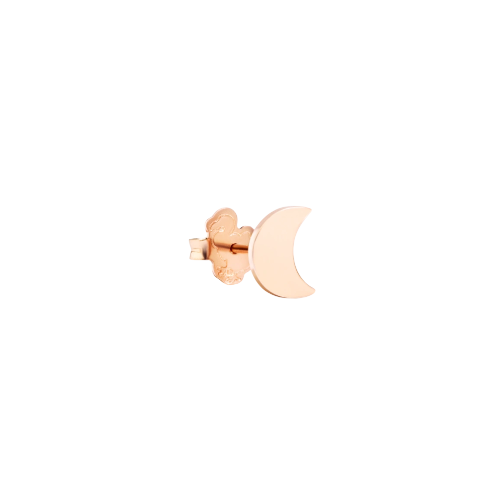 Rose Gold Moon Stud Earring