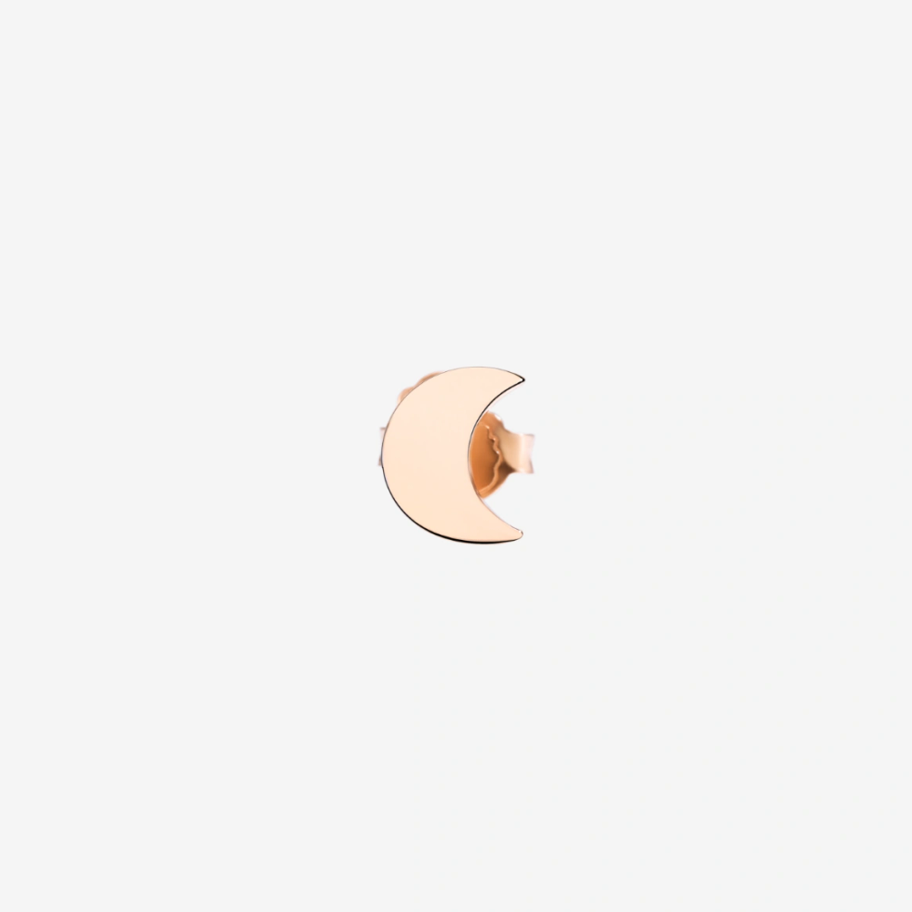 Rose Gold Moon Stud Earring