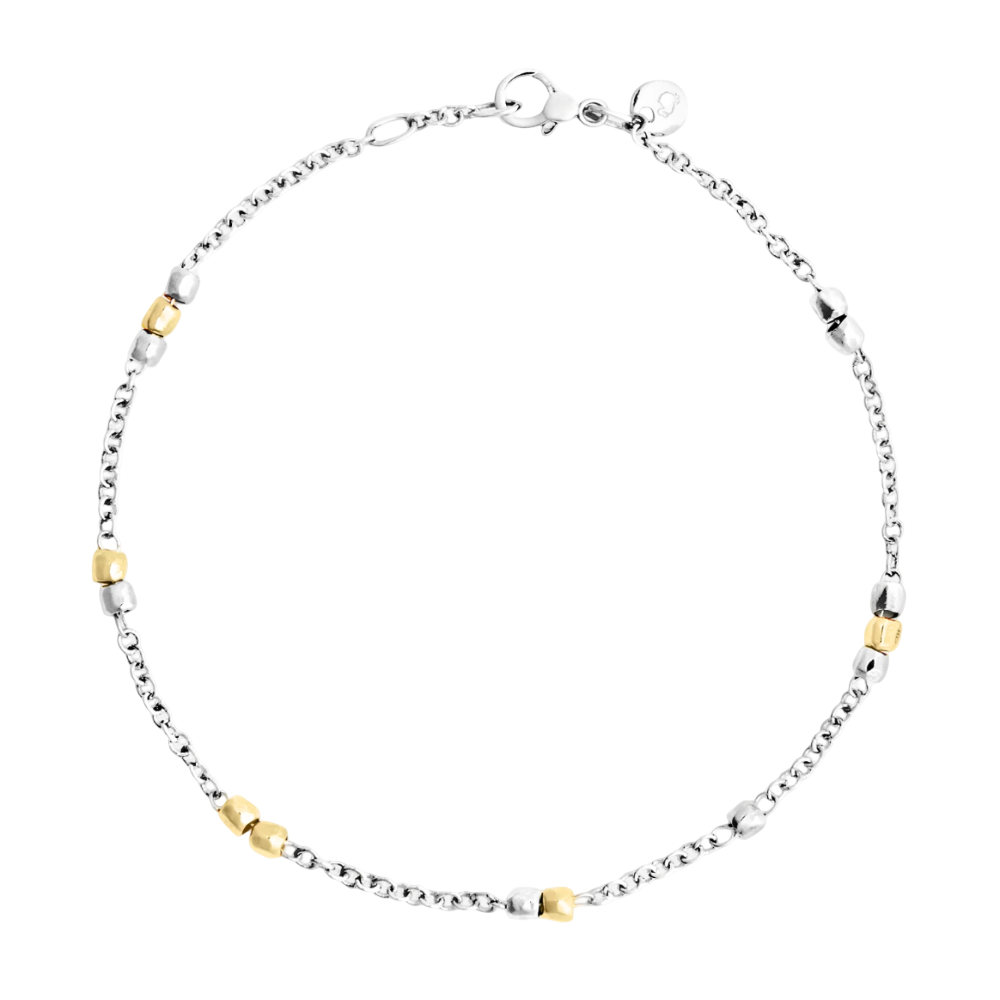 Armband Mini-granelli Silber Und Gelbgold