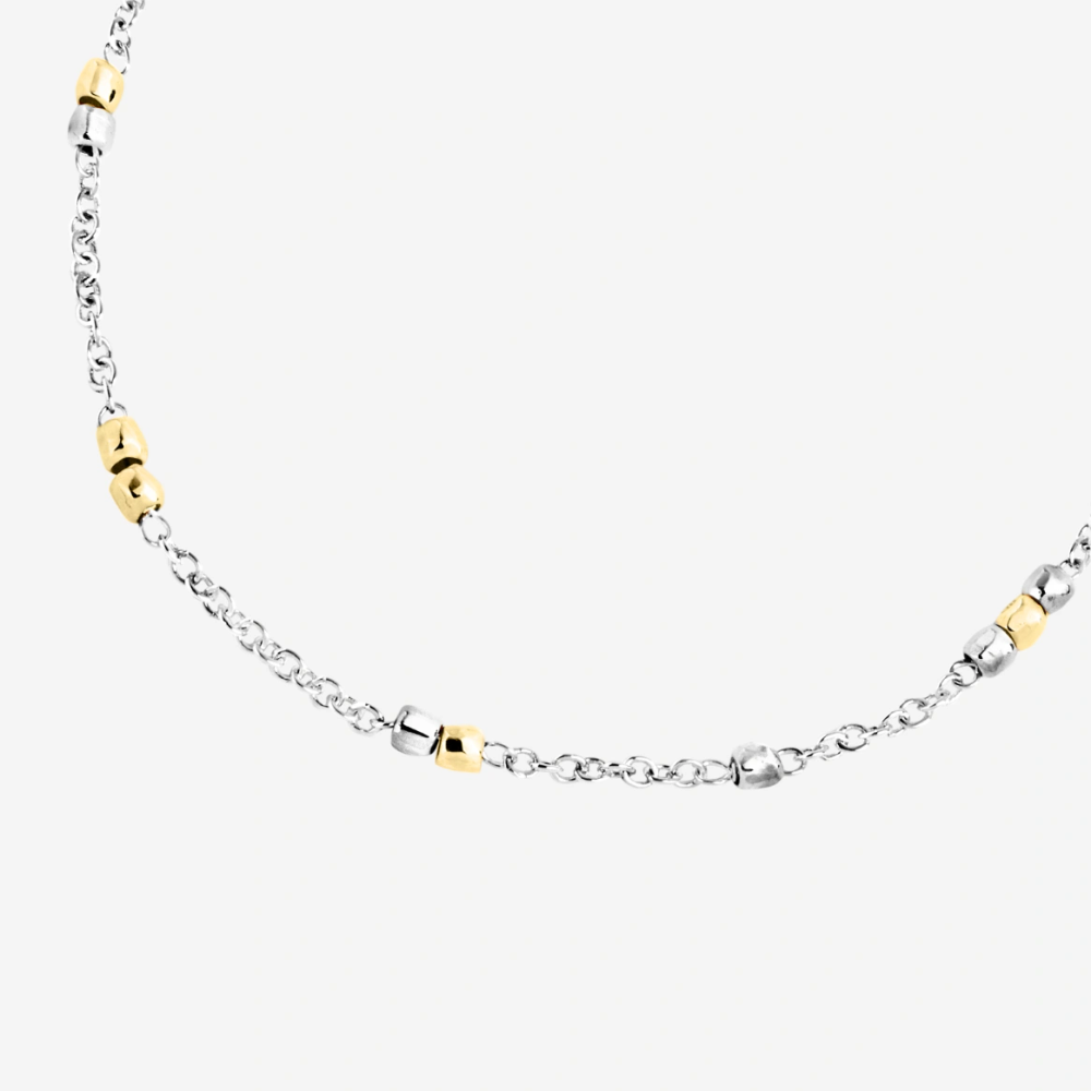 Silver &amp; Yellow Gold Mini Granelli Bracelet