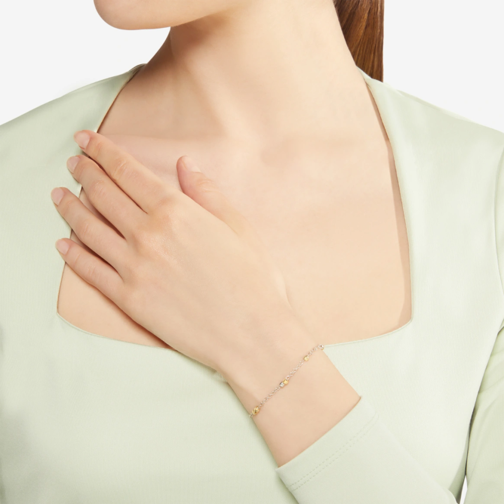 Silver &amp; Yellow Gold Mini Granelli Bracelet