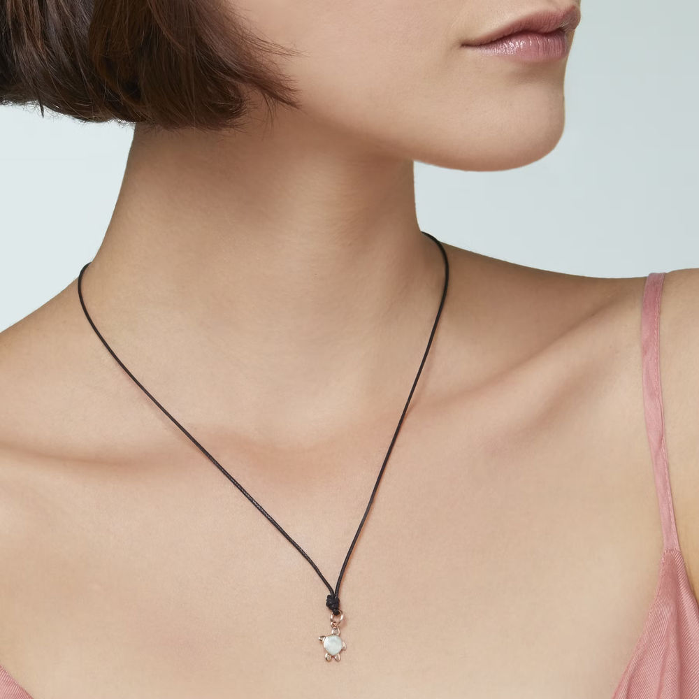 Pendentif Tortue Marine Or Rose &amp; Émail