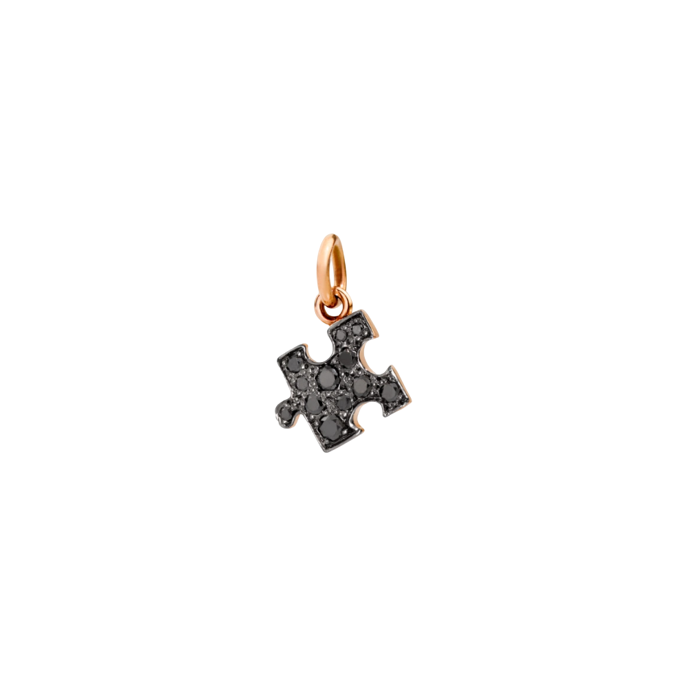 Pendentif Puzzle Or Rose &amp; Diamants Noirs