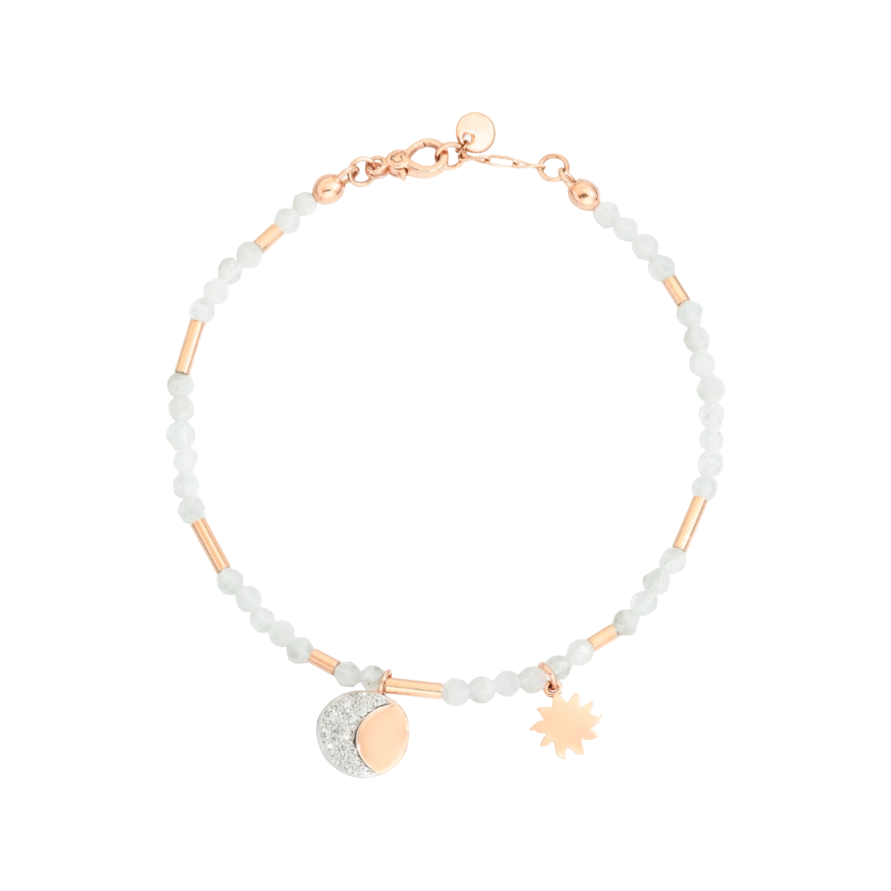 Bracelet M&amp;s Or Rose, Adulaire &amp; Diamants