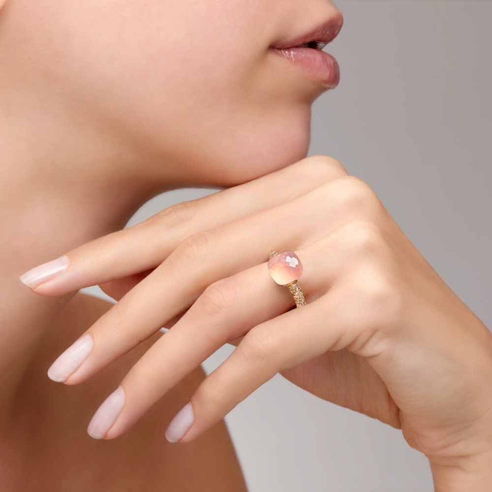 Klassischer Ring Nudo Aus Rosenquarz