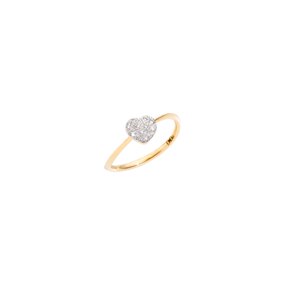 Ring Herz Gelbgold Und Weisse Diamanten