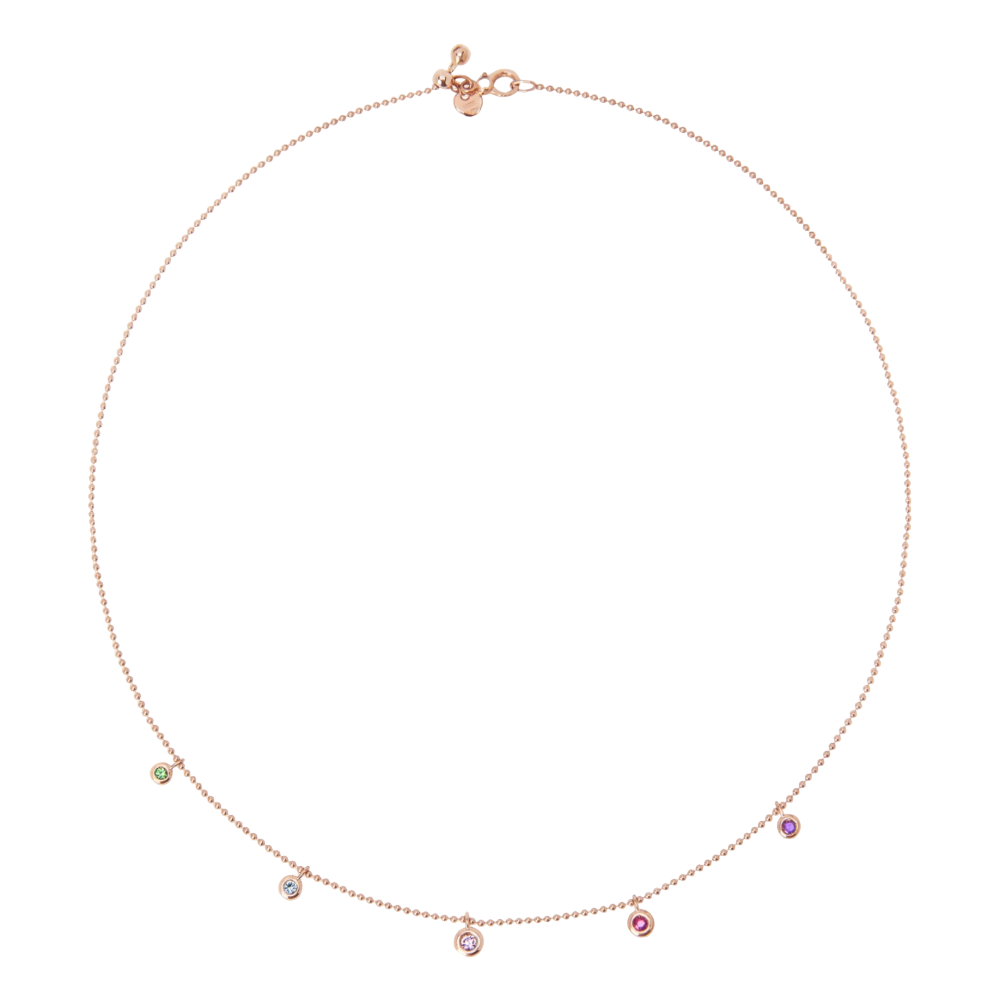 Rose Gold &amp; Coloured Stone Bollicine Necklace