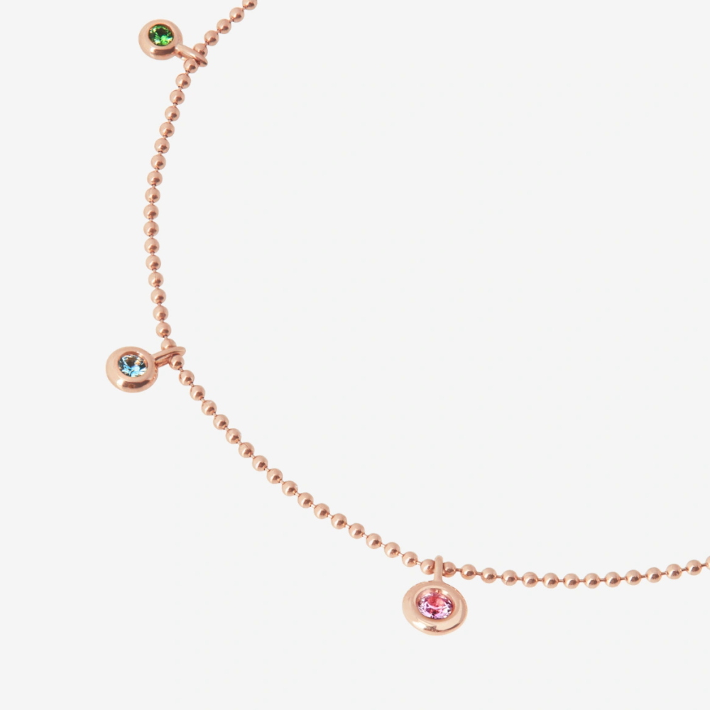 Rose Gold &amp; Coloured Stone Bollicine Necklace