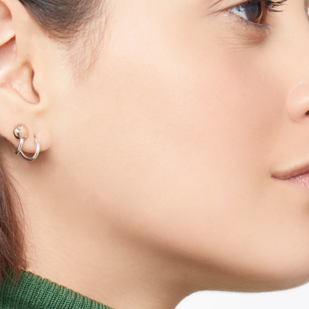 Boucle D'oreille Pepita Or Rose &amp; Argent