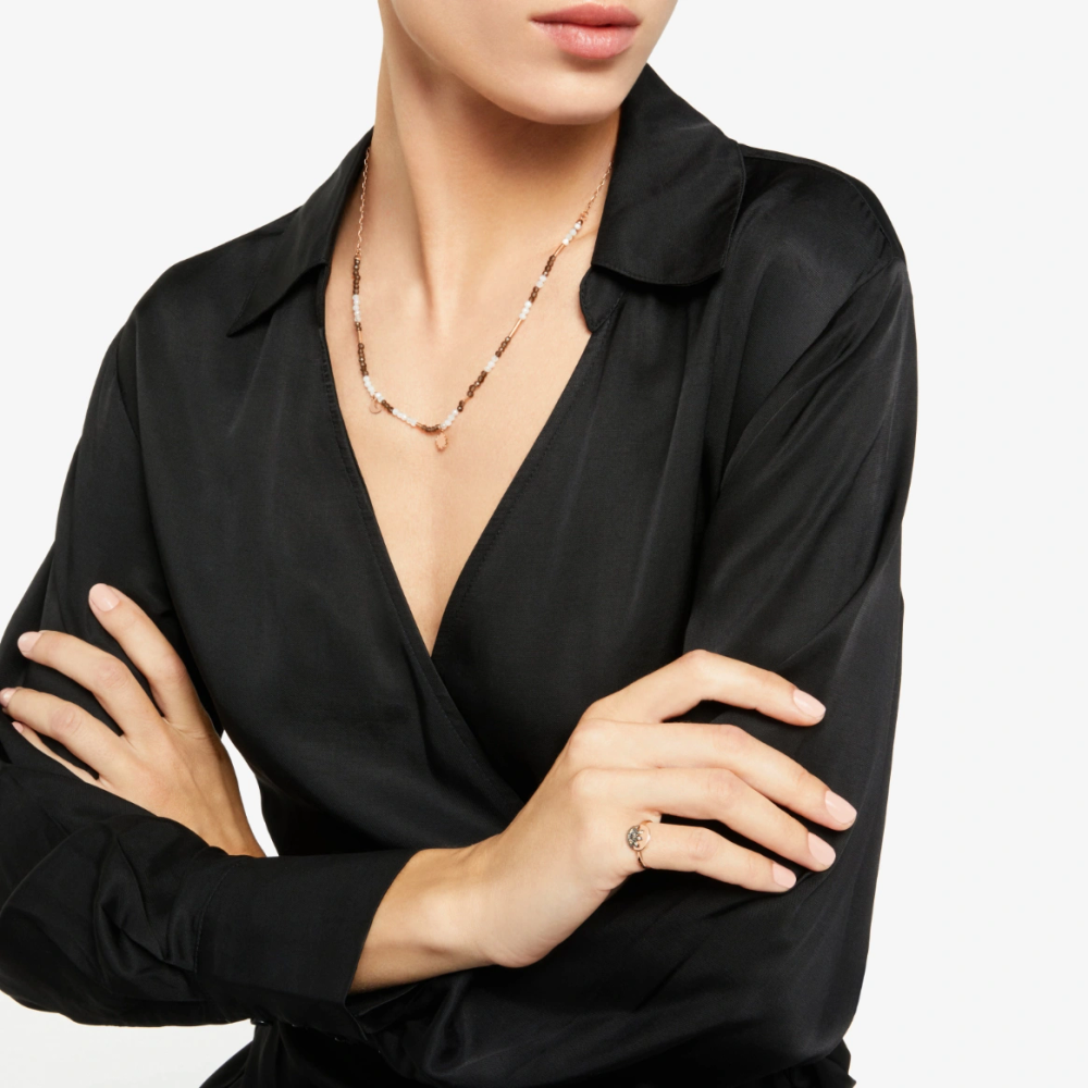 Collier Moon&amp;sun Or Rose, Quartz &amp; Adulaire