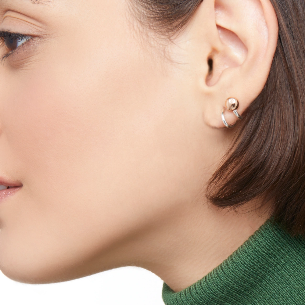 Boucle D'oreille Pepita Or Rose &amp; Argent