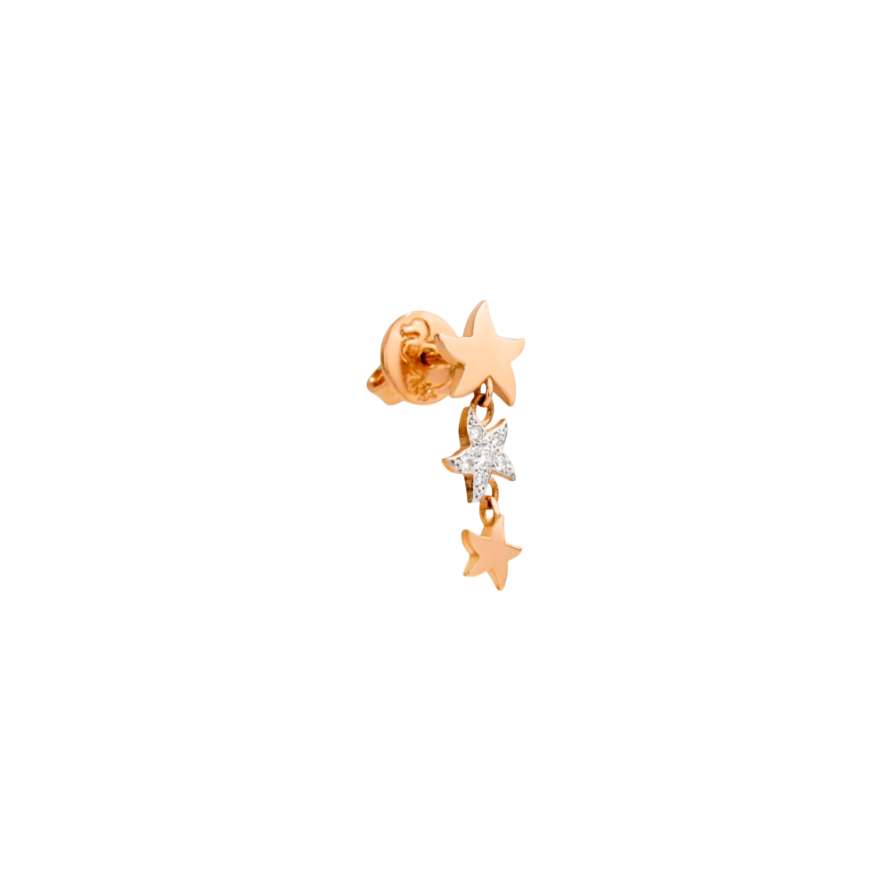 Rose Gold &amp; Diamond Star Stud Earring