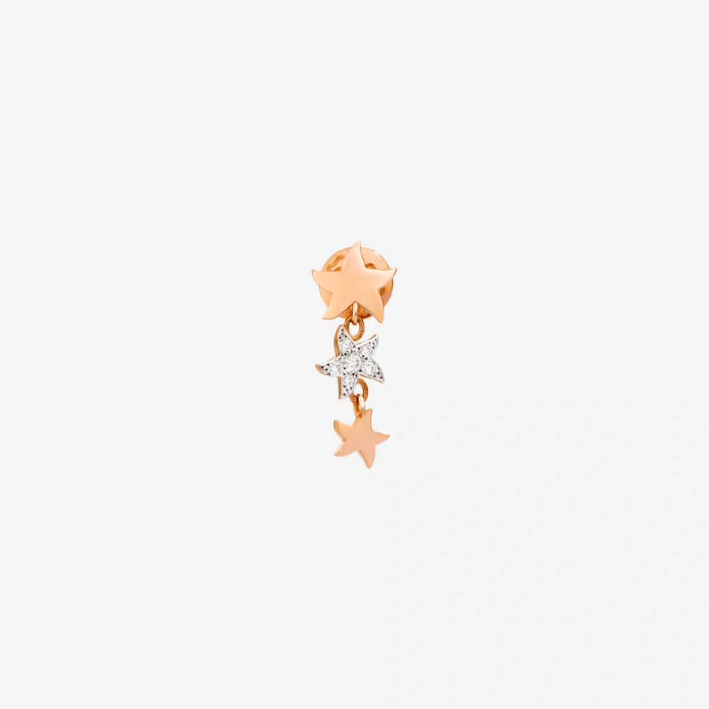 Rose Gold &amp; Diamond Star Stud Earring