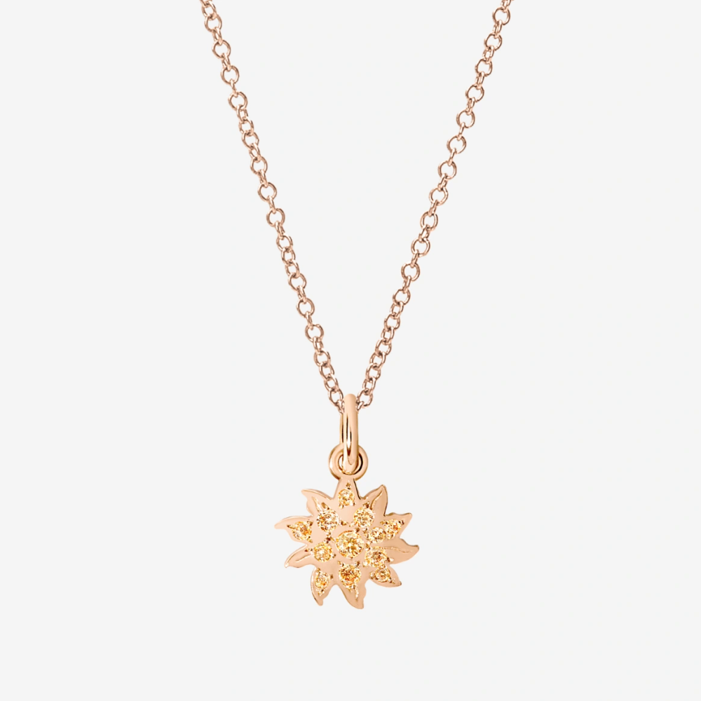 Pendentif Soleil Or Rose &amp; Diamants Cognac