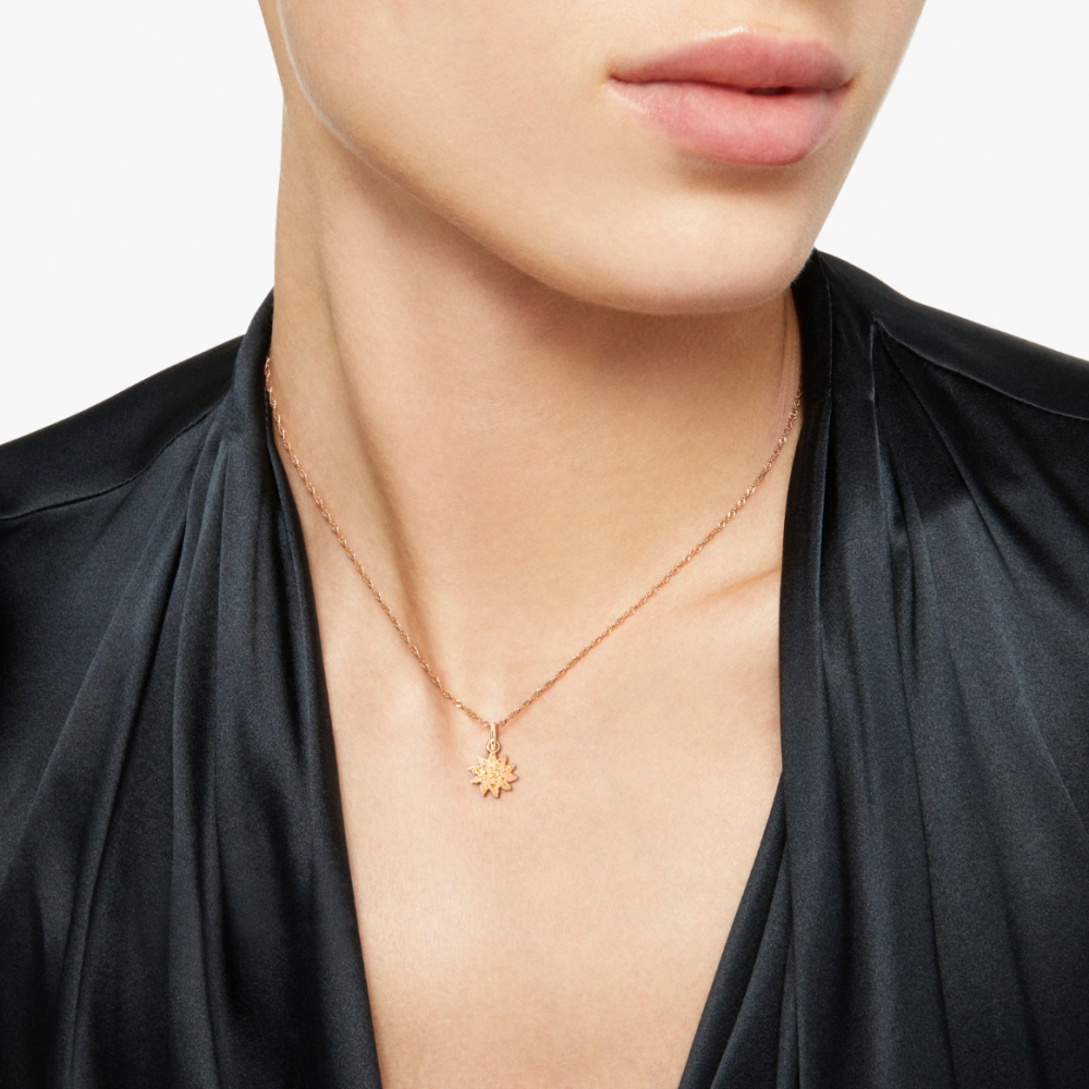 Pendentif Soleil Or Rose &amp; Diamants Cognac