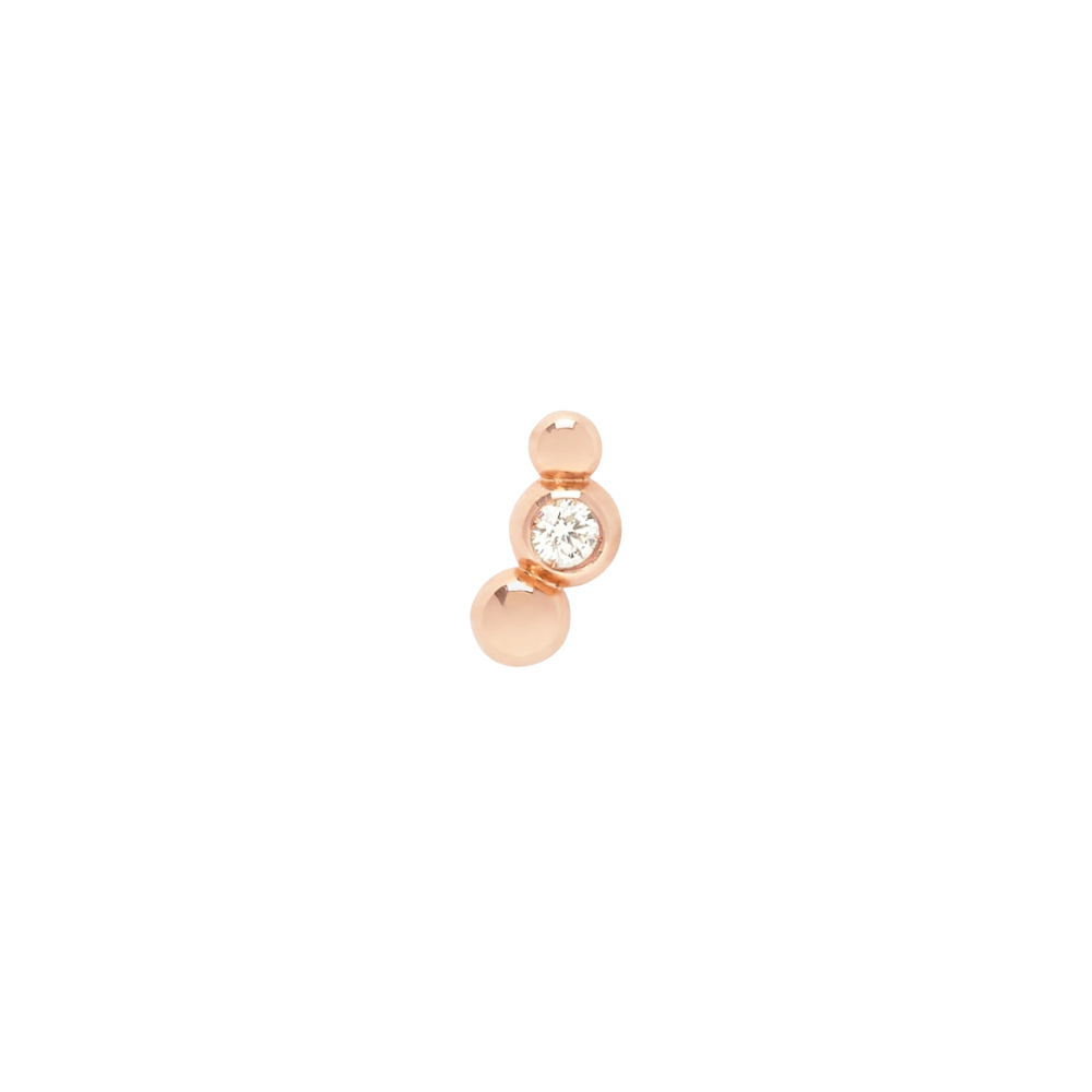 Boucle D'oreille Stud Bollicine Or Rose &amp; Diamant