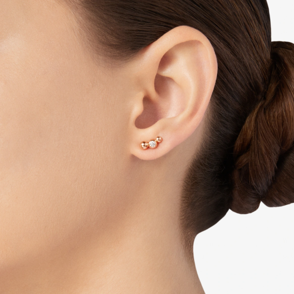 Boucle D'oreille Stud Bollicine Or Rose &amp; Diamant