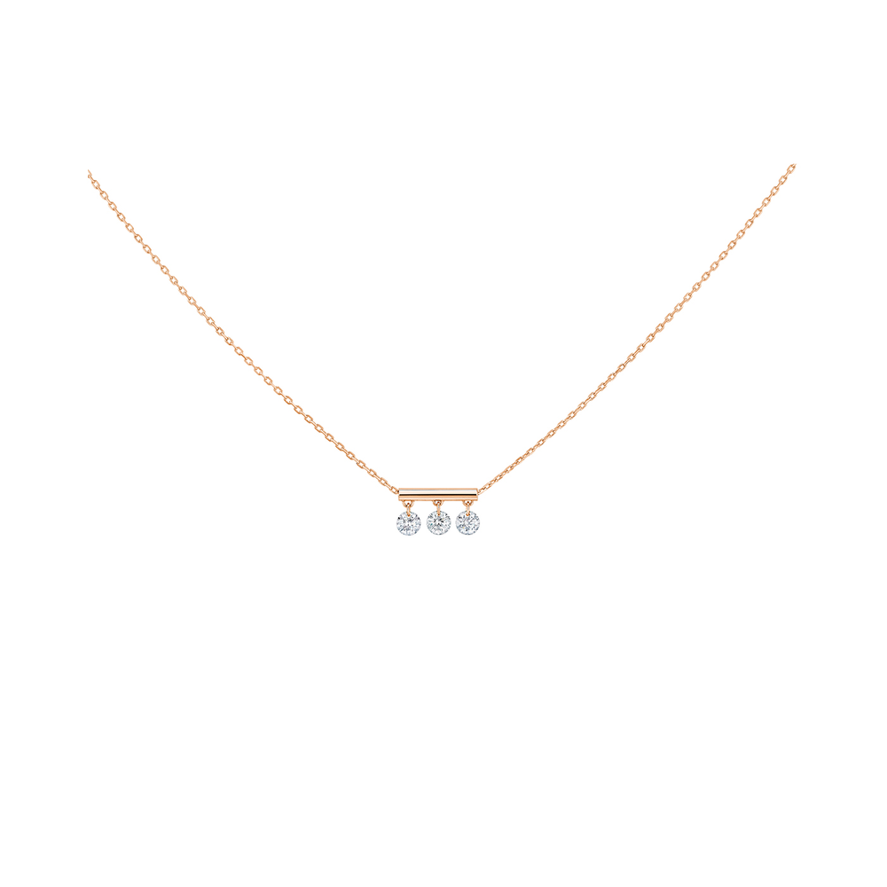 Pampilles Collier 3 Diamonds – Pink Gold – 0,30 Carat